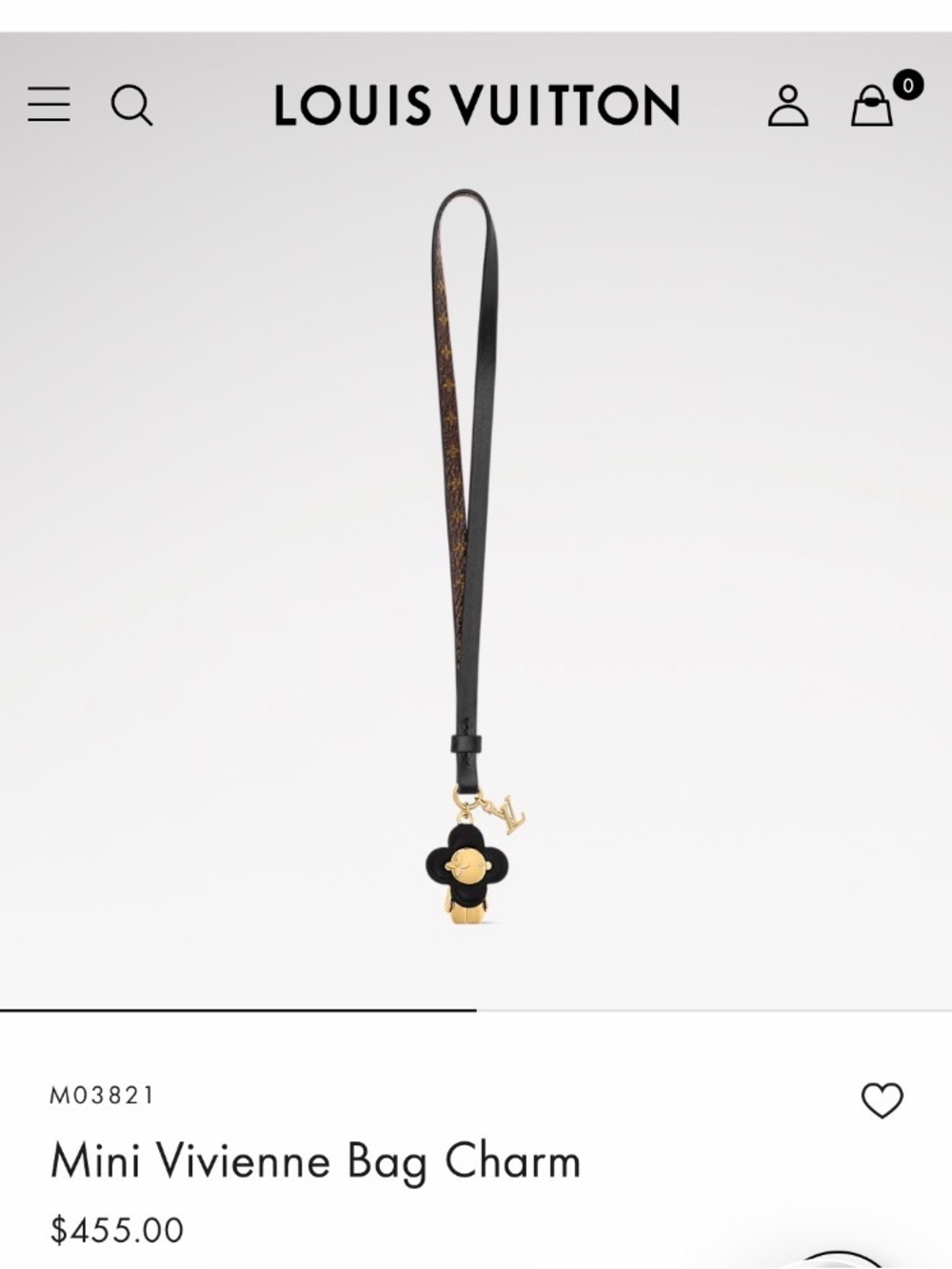 Louis Vuitton Mini Vivienne Charm in Black and Monogram
